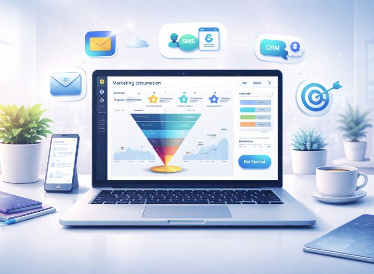 Best Marketing Automation Tools for Small Business Marketing automation dashboard with sales funnel CRM email and SMS system