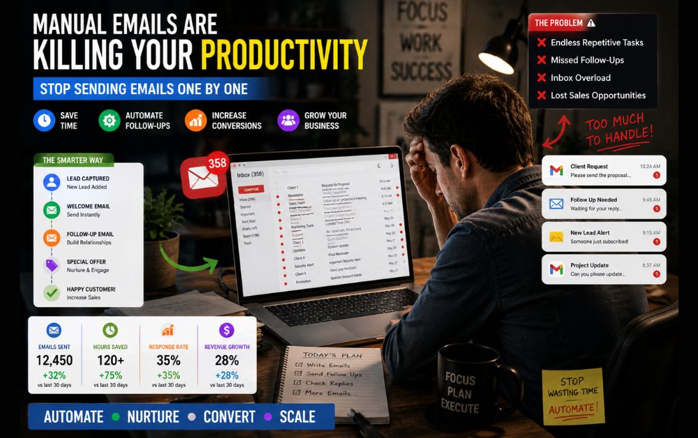 Manual email management causing productivity stress and inbox overload -Automated My Email Follow