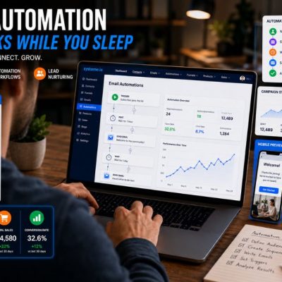 Email automation dashboard with workflow builder and marketing analytics