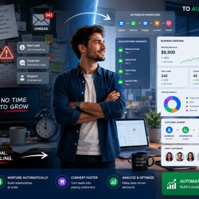 Marketing automation for startups with CRM and workflow dashboards